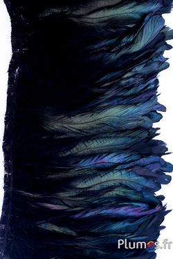 Frange coq fouet - long. plumes 20-25 cm - noir hirondelle